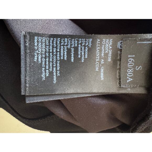 AllSaints Little Black Dress Lace-Back Halter, Size S Party Evening - Picture 4 of 5